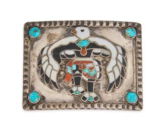 Sterling MultiStone Inlay Eagle Dancer Buckle