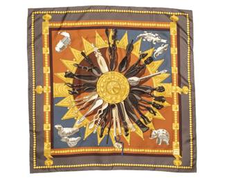 Hermes Cuillers DAfrique Silk Scarf