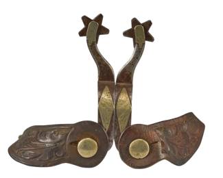Pair of August Buermann Marked Texas Style Spurs