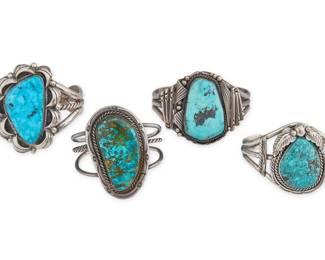 4 Southwestern Sterling Turquoise Cuffs