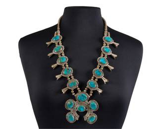 Sterling Turquoise Squash Blossom