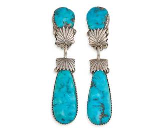 Robert Bernice Leekya, Sterling Turquoise Dangle Earrings