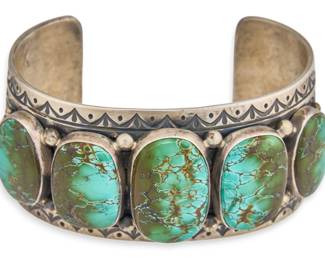 June Delgarito, Navajo Sterling Turquoise Cuff