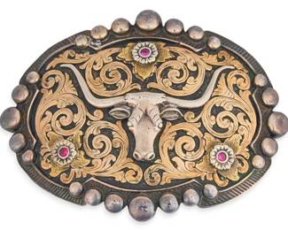 Bob Berg Sterling Longhorn Belt Buckle