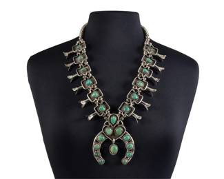 Sterling Green Turquoise Squash Blossom