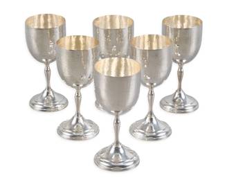 6 Small Sterling Silver Wine Glasses