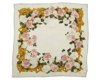 Chanel CC Flower Motif Stole Silk Scarf