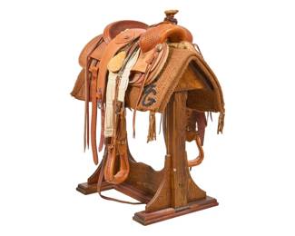 Custom Ed Galemba Western Saddle and Stand