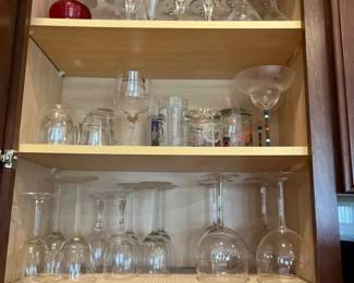 A lot of mixed drink glasses.