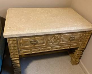Wood  Stone End Table 2.