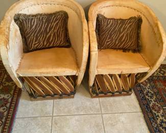  06 Cowhide And Cactus Rib Chairs