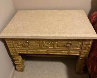 Wood  Stone End Table 1.