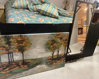 Lovely Landscape Print On Canvas And Cool Mirror.