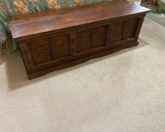 Solid Cherry Stained Wooden Chest.