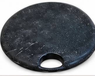 Black artist-style palette or decorative tray with an oval thumb opening.