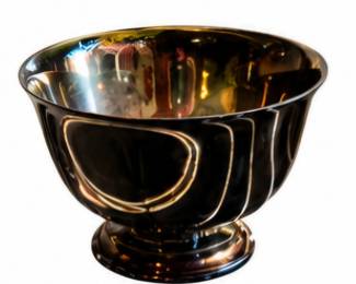 Decorative black and gold pedestal bowl.