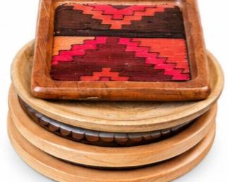 Wooden coaster set with holder/tray