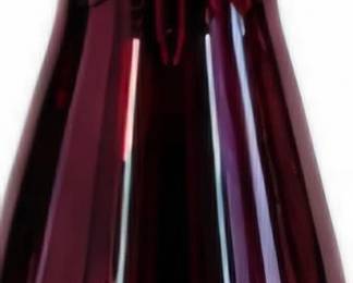 Deep burgundy glass vase with a simple tapered shape.