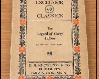 Vintage The Legend of Sleepy Hollow by Washington Irving, Excelsior Classics edition with decorative cover.
