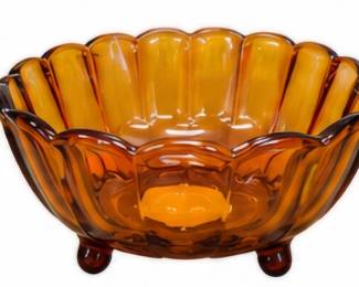 Amber glass serving bowl