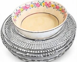 Decorative glass dish or bowl with floral detailing