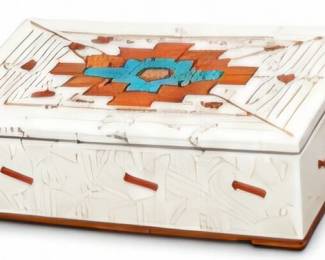 Decorative rectangular box with Southwestern-style geometric detailing