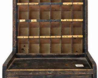 Vintage wooden compartment organizer with drawer 