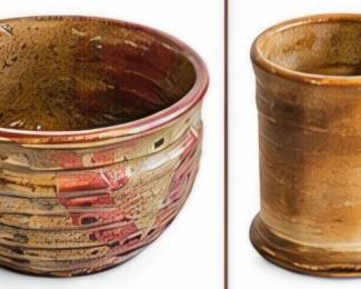 Pottery vase and pottery bowl