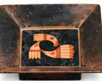 Square decorative dish featuring a Southwestern-style bird design.