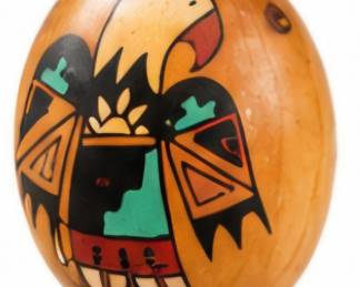 Southwestern hand-painted gourd featuring a stylized eagle design.