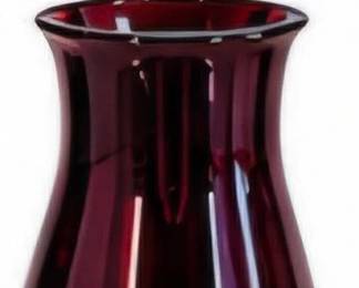 Deep burgundy glass vase with a simple tapered shape.