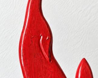 Red crackle-glaze abstract ceramic sculpture