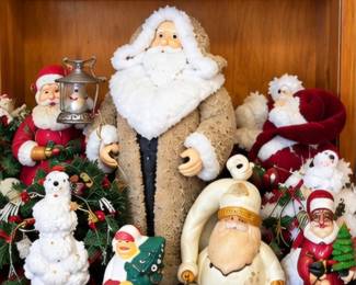 Assorted Santas, snowman & Christmas figurines