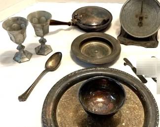 Assortment of Pewter, Silver Plate, Metal Collectibles