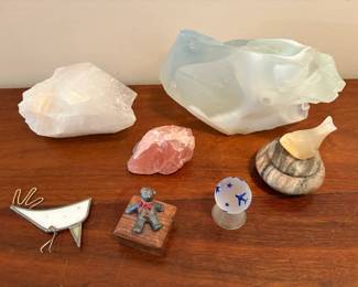 Rose Quartz, Clear Quartz, Corky Items