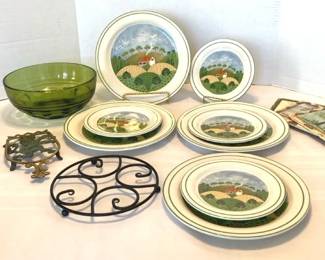 Vintage Green Salad Bowl Sangostone Country Cottage Dishes