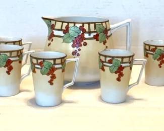 Antique Nippon Handpainted Pitcher with Five Cups