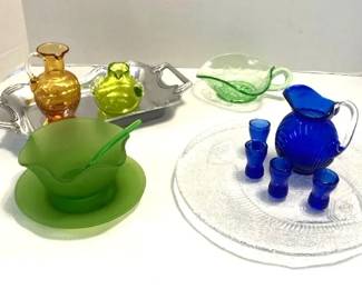 Vintage Flounder Fish Plate Colorful Decorative Glass