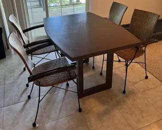 Dining Table with Wicker Chairs