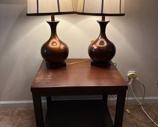 Bronze Tone Lamps 2 End Table