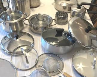 Assortment of Pots, Pans, Skillets, Strainers, Lids