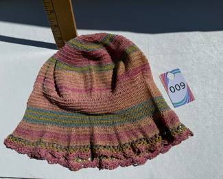 Handmade Knit Crochet Striped Bucket Sun Hat