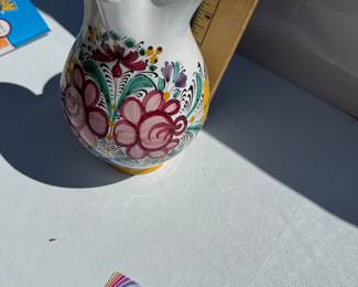 Italy Hand Painted Floral Ceramic Pitcher $8.00