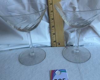 Set of 2 Etched Crystal Cocktail Coupe Glasses