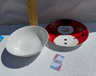 Bowl and Snowman Plate $5.00
