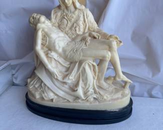 Faux Ivory Alabaster Pieta Mary Jesus Statue