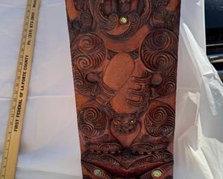 New Zealand Maori Hand-Carved Wooden Wall Plaque $75.00