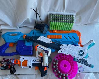 Assorted Lot of Nerf and Buzz Bee Toy Blasters with Darts