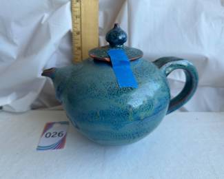 Studio Pottery Teal Blue Glazed Teapot