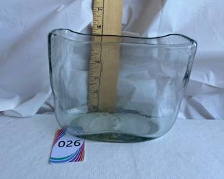 Hand Blown Heavy Clear Glass Freeform Square Bowl